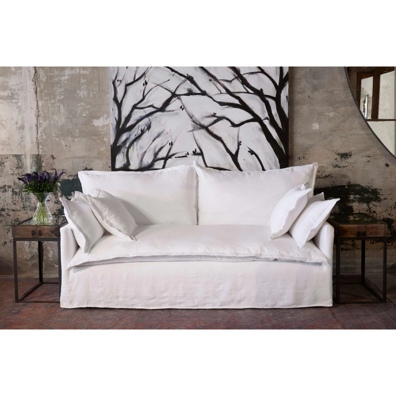 Featuring Paloma 80" Sofa by Cisco Brothers at Amethyst Home. The Paloma Sofa from Cisco Brothers has a casual, chic look. This sofa brings a sense of comfort and ease into your space with its inviting design -- a perfect sofa to melt into after a long day. Photographed in Otis White.
Overall: 80"w x 40"d x 33"hSitting Space: 60"w x 24"dSeat Height: 20"h. Amethyst Home provides interior design, new home construction design consulting, vintage area rugs, and lighting in the Scottsdale metro area.