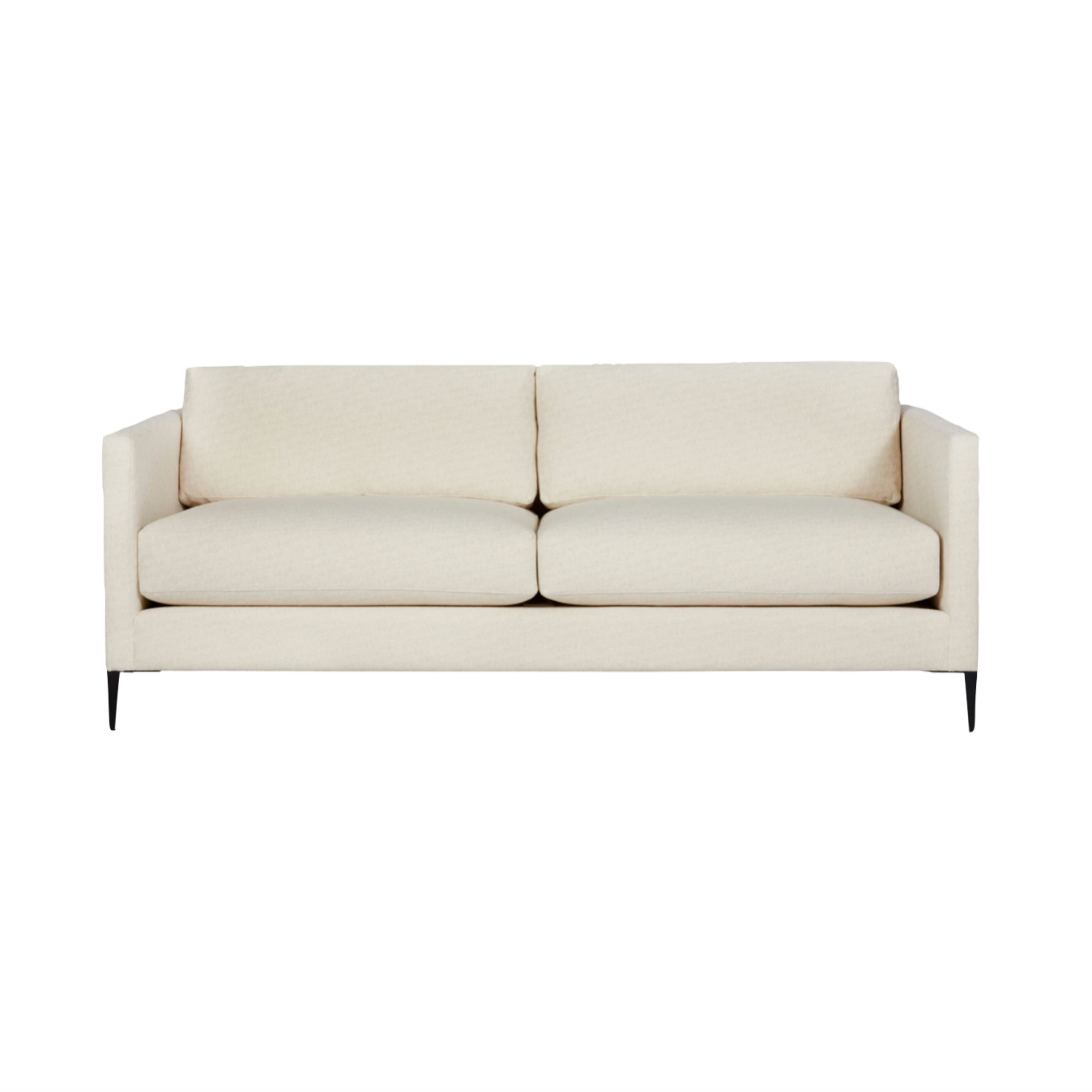 Featuring Benedict Upholstered Sofa Family - Custom by Cisco Brothers at Amethyst Home. The Benedict Upholstered Sofa Family by Cisco Brothers is a modern design with clean lines and sleek metal legs in black rust. It has a fresh and functional aesthetic with no-sag support. As a small scale sofa, its ideal for apartment living and suitable for any occa. Amethyst Home provides interior design, new home construction design consulting, vintage area rugs, and lighting in the Laguna Beach metro area.