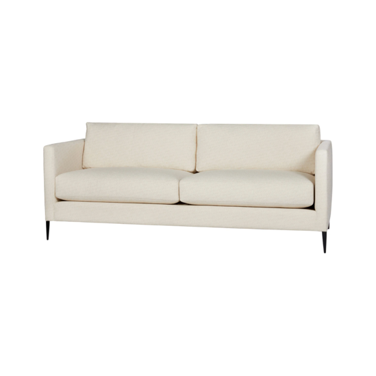 Featuring Benedict Upholstered Sofa Family - Custom by Cisco Brothers at Amethyst Home. The Benedict Upholstered Sofa Family by Cisco Brothers is a modern design with clean lines and sleek metal legs in black rust. It has a fresh and functional aesthetic with no-sag support. As a small scale sofa, its ideal for apartment living and suitable for any occa. Amethyst Home provides interior design, new home construction design consulting, vintage area rugs, and lighting in the Laguna Beach metro area.