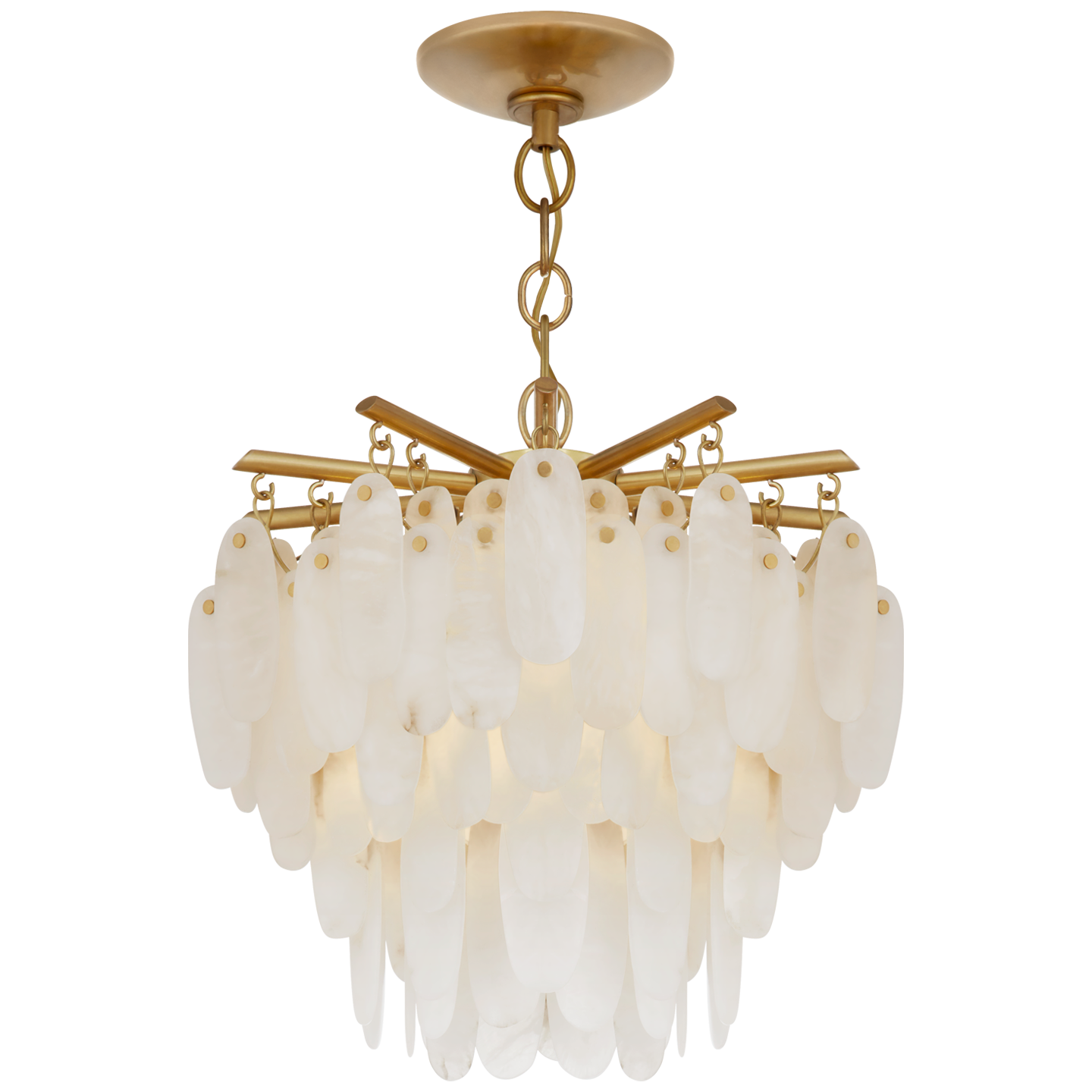 Featuring Cora Medium Semi-Flush Mount by Visual Comfort at Amethyst Home. This Cora Medium Semi-Flush Mount from Visual Comfort is art in the form of lighting with its antique-burnished brass finish and hanging alabaster pieces. Sure to be an absolute head-turner in any entryway, living room, or other large area.
Overall Dimensions: 18.75" L x 18.75" .  Amethyst Home provides interior design, new home construction design consulting, vintage area rugs, and lighting in the Winter Garden metro area.