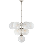 Featuring Cristol Medium Chandelier by Visual Comfort at Amethyst Home. We love the white strie glass globes on this Cristol Medium Chandelier by Visual Comfort. It brings a stunning and unique look to any living room, dining room, or kitchen. 
Overall Dimensions: 28" L x 28" W x 46.25" H
Weight: 42 lbs..  Amethyst Home provides interior design, new home construction design consulting, vintage area rugs, and lighting in the San Diego metro area.