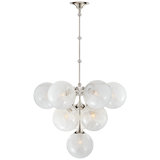 Featuring Cristol Medium Chandelier by Visual Comfort at Amethyst Home. We love the white strie glass globes on this Cristol Medium Chandelier by Visual Comfort. It brings a stunning and unique look to any living room, dining room, or kitchen. 
Overall Dimensions: 28" L x 28" W x 46.25" H
Weight: 42 lbs..  Amethyst Home provides interior design, new home construction design consulting, vintage area rugs, and lighting in the San Diego metro area.