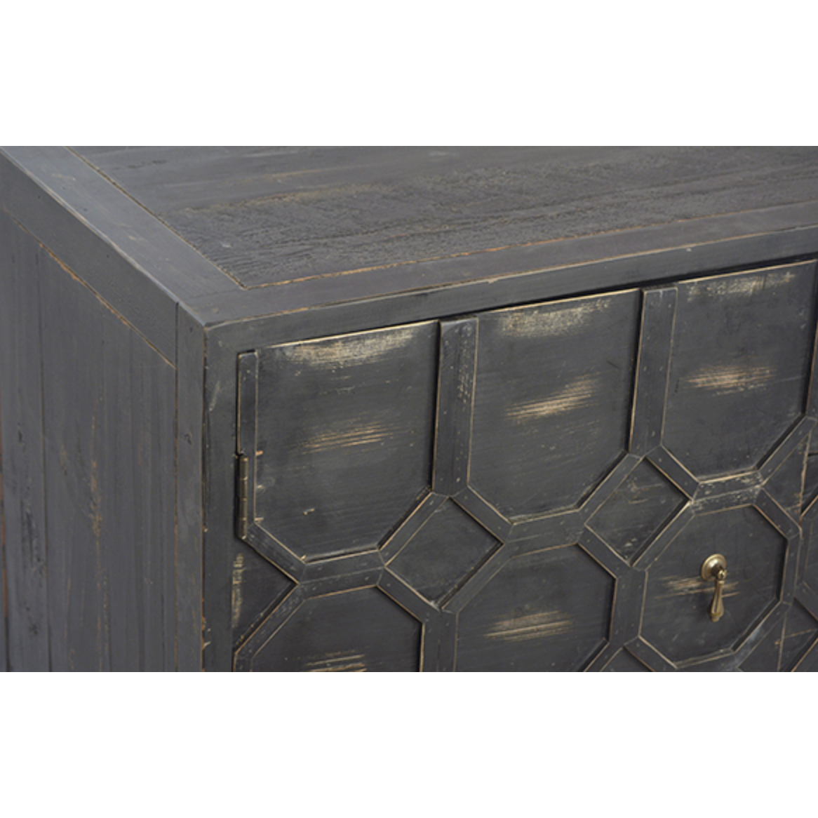 Featuring Harten Sideboard Cabinet by Dovetail at Amethyst Home. The Harten cabinet is beautifully crafted of black stained pine.  Its versatile cabinet drawer combo is perfect for both media and dining room storage.
Reclaimed pine and iron 
Antique black
Size: 63"l x 20"d x 31"h
Finish may vary slightly by piece as this is a hand-crafted product..  Amethyst Home provides interior design, new home construction design consulting, vintage area rugs, and lighting in the Des Moines metro area.