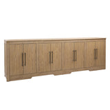 Featuring Delacruz Sideboard by Dovetail at Amethyst Home. A lovely sideboard for your living or dining spaces.
106"w x 19"d x 36"hMaterial : Rubber Wood and Oak Veneer. Amethyst Home provides interior design, new home construction design consulting, vintage area rugs, and lighting in the Austin metro area.