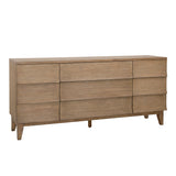 Featuring Margaux Sideboard by Dovetail at Amethyst Home. Introducing the Margaux Sideboard - the epitome of elegant storage. Its warm wooden curves add a touch of sophistication to any space, while the ample storage is perfect for keeping all your belongings organized. 
71"w x 17"d x 33"hMaterial : Rubber Wood and Oak Veneer. Amethyst Home provides interior design, new home construction design consulting, vintage area rugs, and lighting in the Nashville metro area.