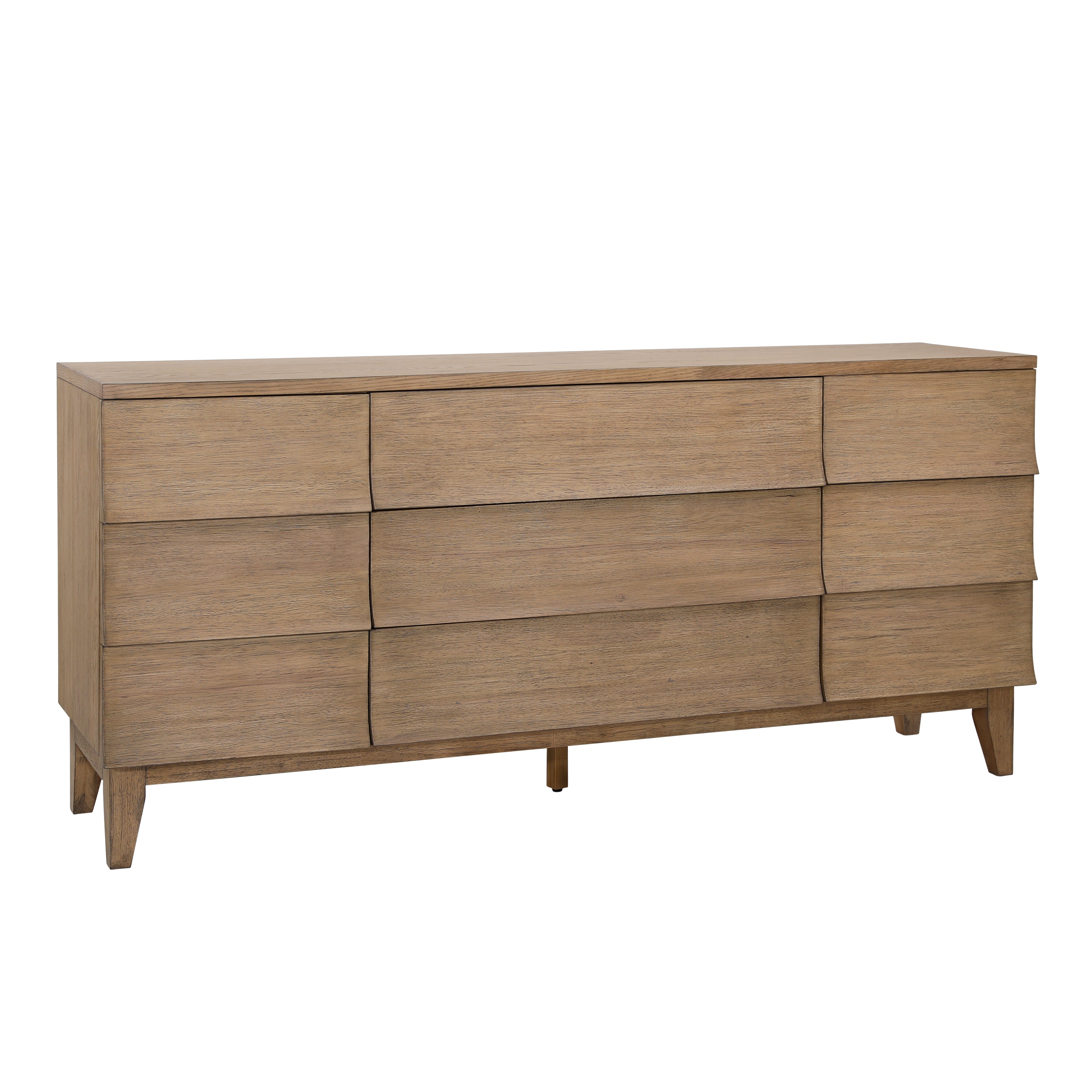 Featuring Margaux Sideboard by Dovetail at Amethyst Home. Introducing the Margaux Sideboard - the epitome of elegant storage. Its warm wooden curves add a touch of sophistication to any space, while the ample storage is perfect for keeping all your belongings organized. 
71"w x 17"d x 33"hMaterial : Rubber Wood and Oak Veneer. Amethyst Home provides interior design, new home construction design consulting, vintage area rugs, and lighting in the Nashville metro area.