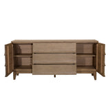 Featuring Margaux Sideboard by Dovetail at Amethyst Home. Introducing the Margaux Sideboard - the epitome of elegant storage. Its warm wooden curves add a touch of sophistication to any space, while the ample storage is perfect for keeping all your belongings organized. 
71"w x 17"d x 33"hMaterial : Rubber Wood and Oak Veneer. Amethyst Home provides interior design, new home construction design consulting, vintage area rugs, and lighting in the Washington metro area.