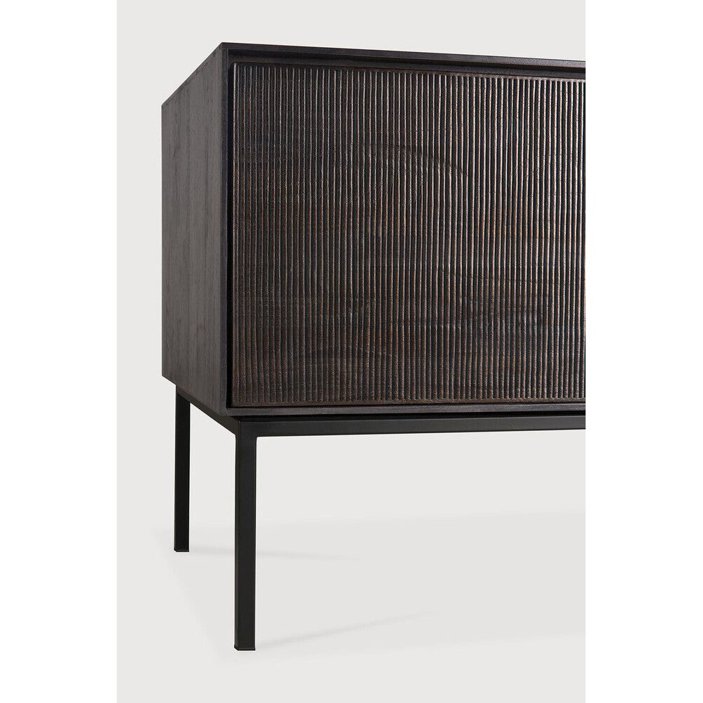 Featuring Grooves TV Cupboard Teak Black by Ethnicraft at Amethyst Home. The Grooves TV cupboard in solid teak is soulful to say the least. Every single line you see is hand carved, making each piece truly unique. Small imperfections are part of the story, even more so: they enhance Grooves' character. The result is a slightly different surface every tim. Amethyst Home provides interior design, new home construction design consulting, vintage area rugs, and lighting in the Laguna Beach metro area.