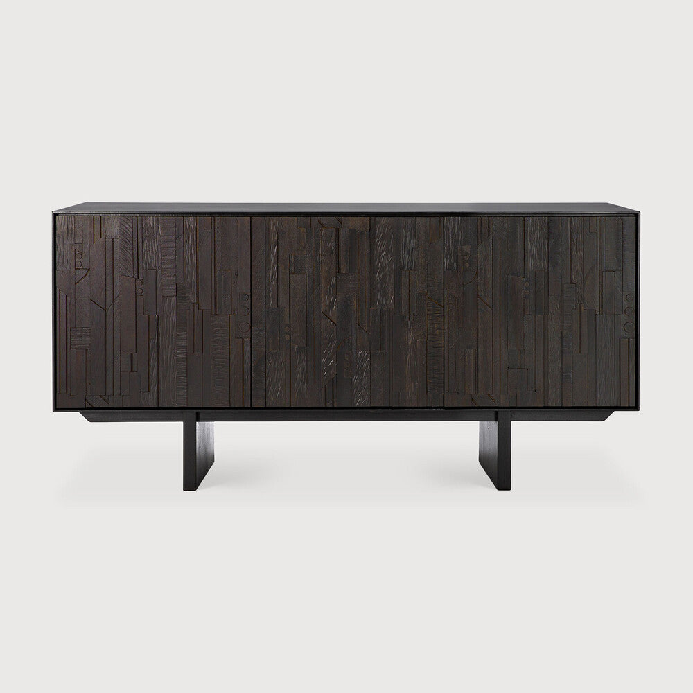 Featuring Mosaic Sideboard Teak Black by Ethnicraft at Amethyst Home. It all started with a happy incident. Inspired by the remaining offcuts from our factory designs, the layered wood pieces of the Mosaic sideboard form a rhythm, reminiscent of the partition of a pipe organ. Deeply influenced by music within his creative process, Alain van Havre offers a r. Amethyst Home provides interior design, new home construction design consulting, vintage area rugs, and lighting in the Park City metro area.