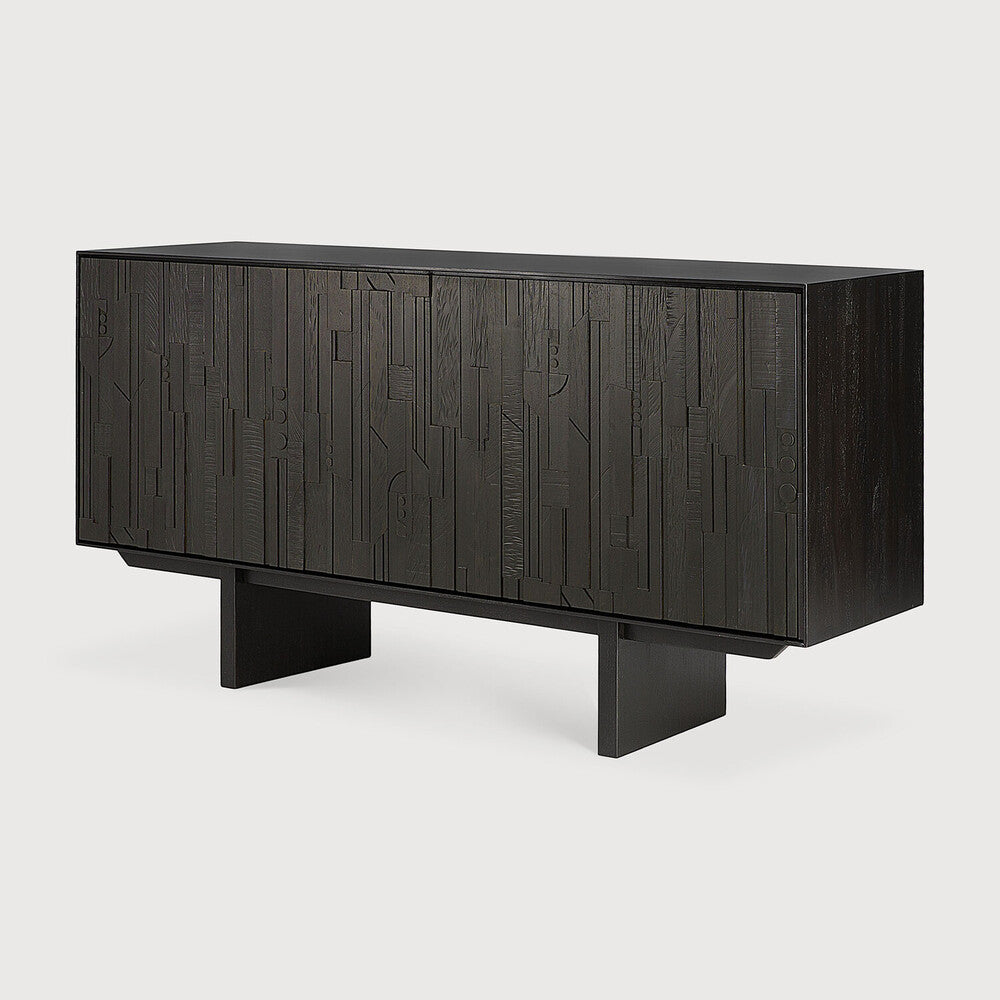Featuring Mosaic Sideboard Teak Black by Ethnicraft at Amethyst Home. It all started with a happy incident. Inspired by the remaining offcuts from our factory designs, the layered wood pieces of the Mosaic sideboard form a rhythm, reminiscent of the partition of a pipe organ. Deeply influenced by music within his creative process, Alain van Havre offers a r. Amethyst Home provides interior design, new home construction design consulting, vintage area rugs, and lighting in the San Diego metro area.