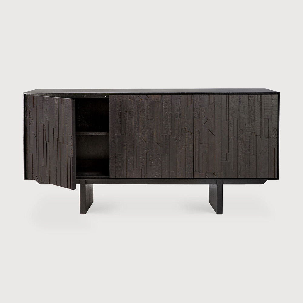 Featuring Mosaic Sideboard Teak Black by Ethnicraft at Amethyst Home. It all started with a happy incident. Inspired by the remaining offcuts from our factory designs, the layered wood pieces of the Mosaic sideboard form a rhythm, reminiscent of the partition of a pipe organ. Deeply influenced by music within his creative process, Alain van Havre offers a . Amethyst Home provides interior design, new home construction design consulting, vintage area rugs, and lighting in the Washington metro area.