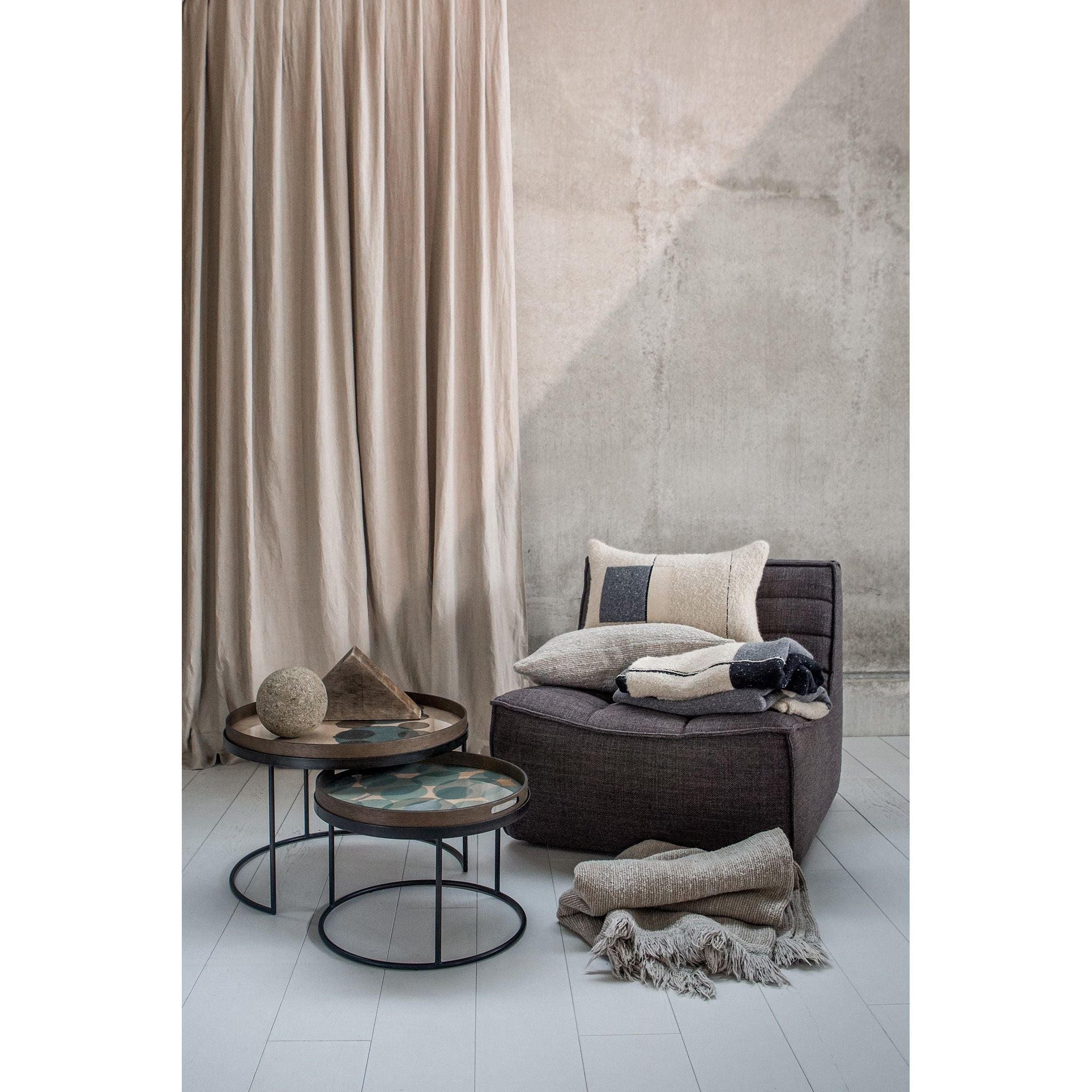 Featuring N701 Dark Grey Modular Sofa Sectional by Ethnicraft at Amethyst Home. The N701 Dark Grey Sofa is an inviting design that oozes comfort and relaxation. By combining the different pieces and sizes, you have unlimited possibilities when it comes to creating your own unique setting. Designed by Jacques Deneef, it’s available in multiple colors and materials.Size for the 1 seater sofa (Wx. Amethyst Home provides interior design services, furniture, rugs, and lighting in the Austin metro area.