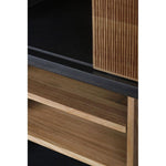 Featuring Oscar Rack Teak by Ethnicraft at Amethyst Home. The Oscar rack, designed by Alain van Havre, immediately attracts attention with its atypical compartment division. Notice the exceptional grooves in the doors: each narrow groove was carefully hand carved, making every Oscar piece unique.
Dimensions: 16"d x 47.5"w x 77"h
Anti-tipping mechanism : Yes. Amethyst Home provides interior design, new home construction design consulting, vintage area rugs, and lighting in the Nashville metro area.