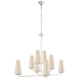 Featuring Fontaine Large Offset Chandelier by Visual Comfort at Amethyst Home. The Fontaine Large Offset Chandelier by Visual Comfort has a slim cross section at the bottom matched with offset layers of linen shades. This is a gorgeous piece to add to any dining room, living room, or other large area. 
Overall Dimensions: 39" L x 39" W x 33.5" HWeight:.  Amethyst Home provides interior design, new home construction design consulting, vintage area rugs, and lighting in the Winter Garden metro area.
