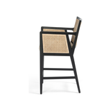 Featuring Antonia Cane Brushed Ebony Bar Stool by Four Hands at Amethyst Home. We love the retro look the cane brings to this Antonia Brushed Ebony Cane Bar Stool. A stunning piece to complete a retro aesthetic in any kitchen or bar area. 
Size: 22"W x 22.50"L x 43"HArm Height from Floor: 37.40" Arm Height from Seat: 6.10" Arm Length: 18.90" Arm Width: 1..  Amethyst Home provides interior design, new home construction design consulting, vintage area rugs, and lighting in the Scottsdale metro area.