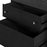 Featuring Shadow Box Nightstand by Four Hands at Amethyst Home. This Shadow Box Nightstand is finished in a gorgeous matte black. We love that the glass top allows you to showcase your favorite jewelry or family keepsake, while the two spacious drawers give you storage space. The knobs are finished in bronze to give this piece a sleek contrast. 
Overall D.  Amethyst Home provides interior design, new home construction design consulting, vintage area rugs, and lighting in the Alpharetta metro area.