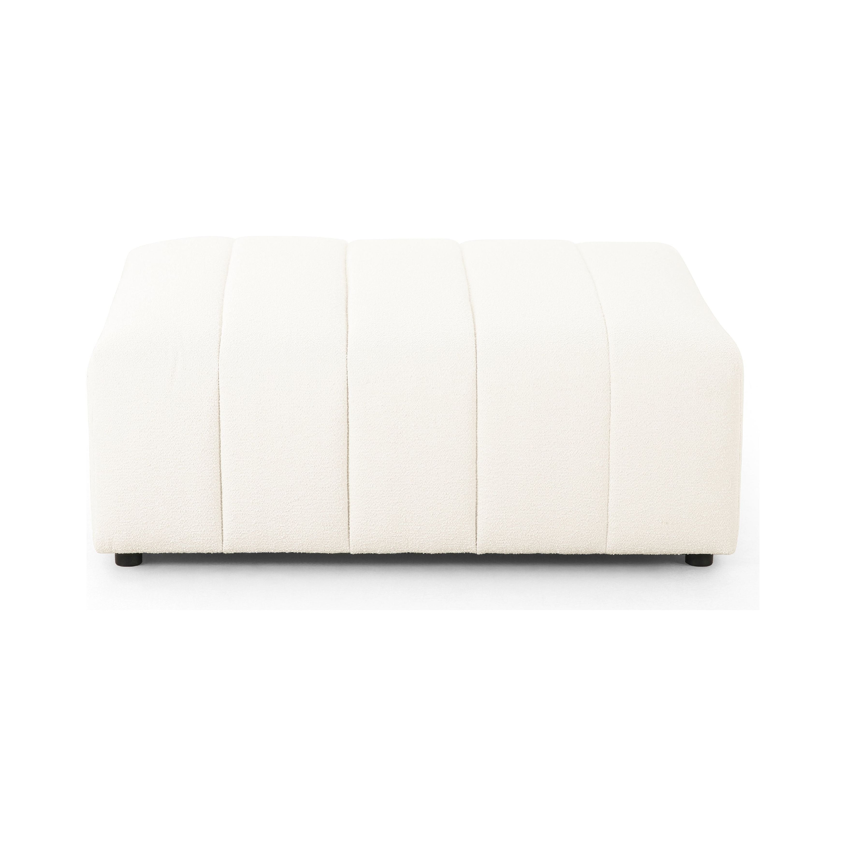 Featuring Langham Fayette Cloud Ottoman by Four Hands at Amethyst Home. Wide vertical channeling offers luxurious, modern Italian styling to this ottoman in a Fayette Cloud covering. Pairs perfectly with the Langham sectional. Performance fabrics are specially created to withstand spills, stains, high traffic and wear, ensuring long-term comfort and unmatch. Amethyst Home provides interior design, new home construction design consulting, vintage area rugs, and lighting in the Nashville metro area.