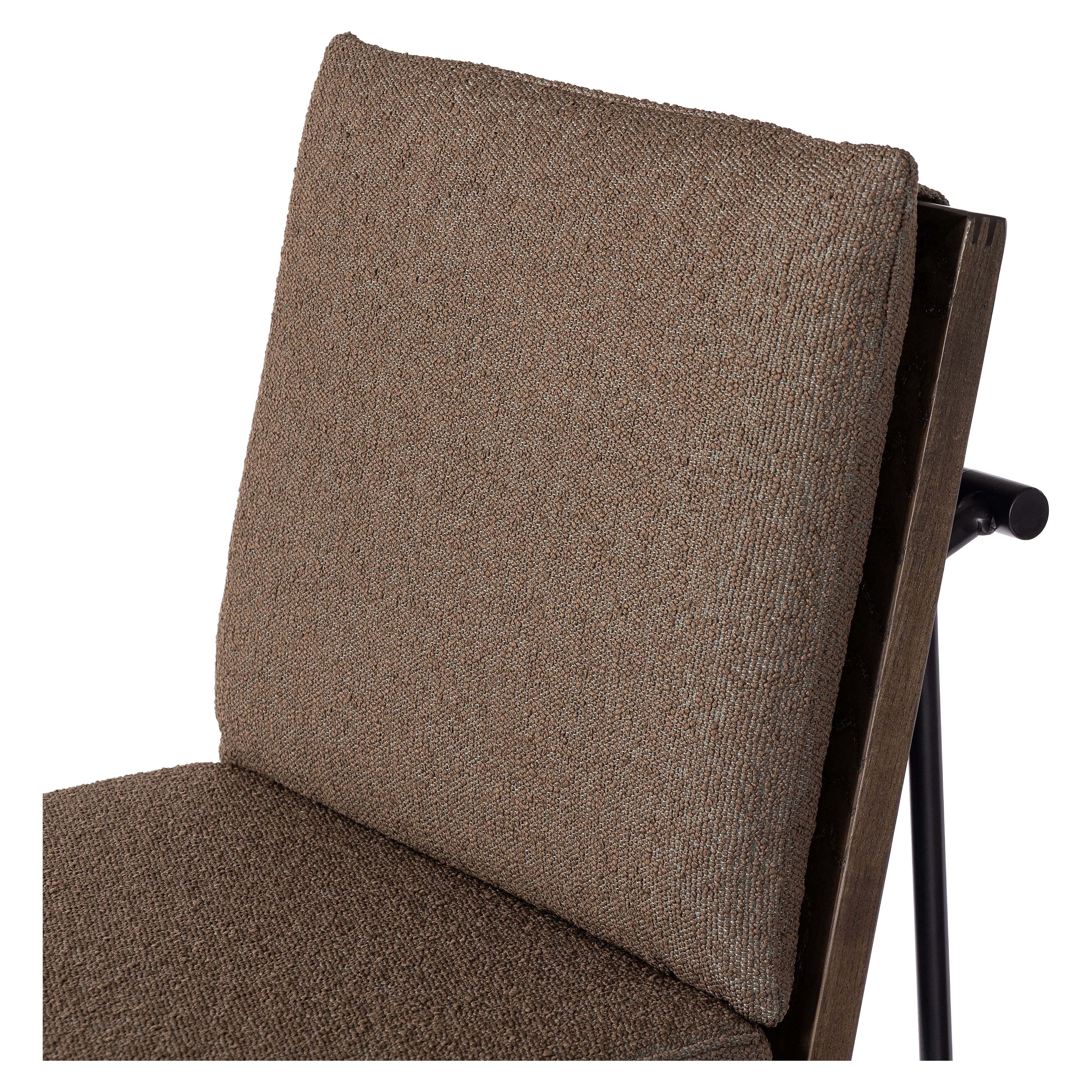 Featuring Crete Fiqa Boucle Cocoa Stool by Four Hands at Amethyst Home. Crisp and clean, with natural panache. Slim, black-finished iron frames a floating ladderback of solid oak. Upholstered in a Fiqa boucle textile, the next generation of performance fabric. Easy to clean and made from fully recyclable materials, Fiqa fabrics are machine-washable, stain-r. Amethyst Home provides interior design, new home construction design consulting, vintage area rugs, and lighting in the Charlotte metro area.