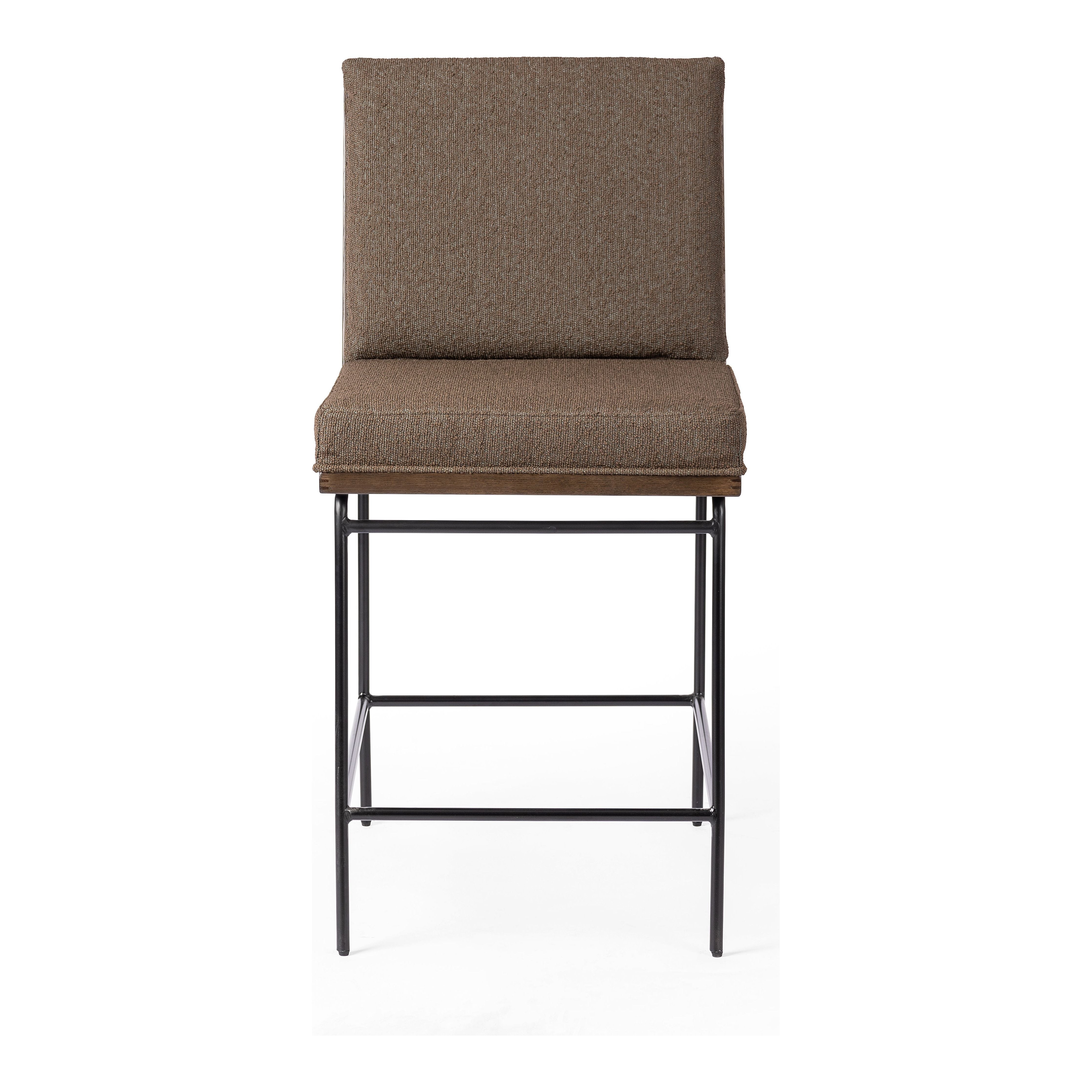 Featuring Crete Fiqa Boucle Cocoa Stool by Four Hands at Amethyst Home. Crisp and clean, with natural panache. Slim, black-finished iron frames a floating ladderback of solid oak. Upholstered in a Fiqa boucle textile, the next generation of performance fabric. Easy to clean and made from fully recyclable materials, Fiqa fabrics are machine-washable, stain-resis. Amethyst Home provides interior design, new home construction design consulting, vintage area rugs, and lighting in the Tampa metro area.