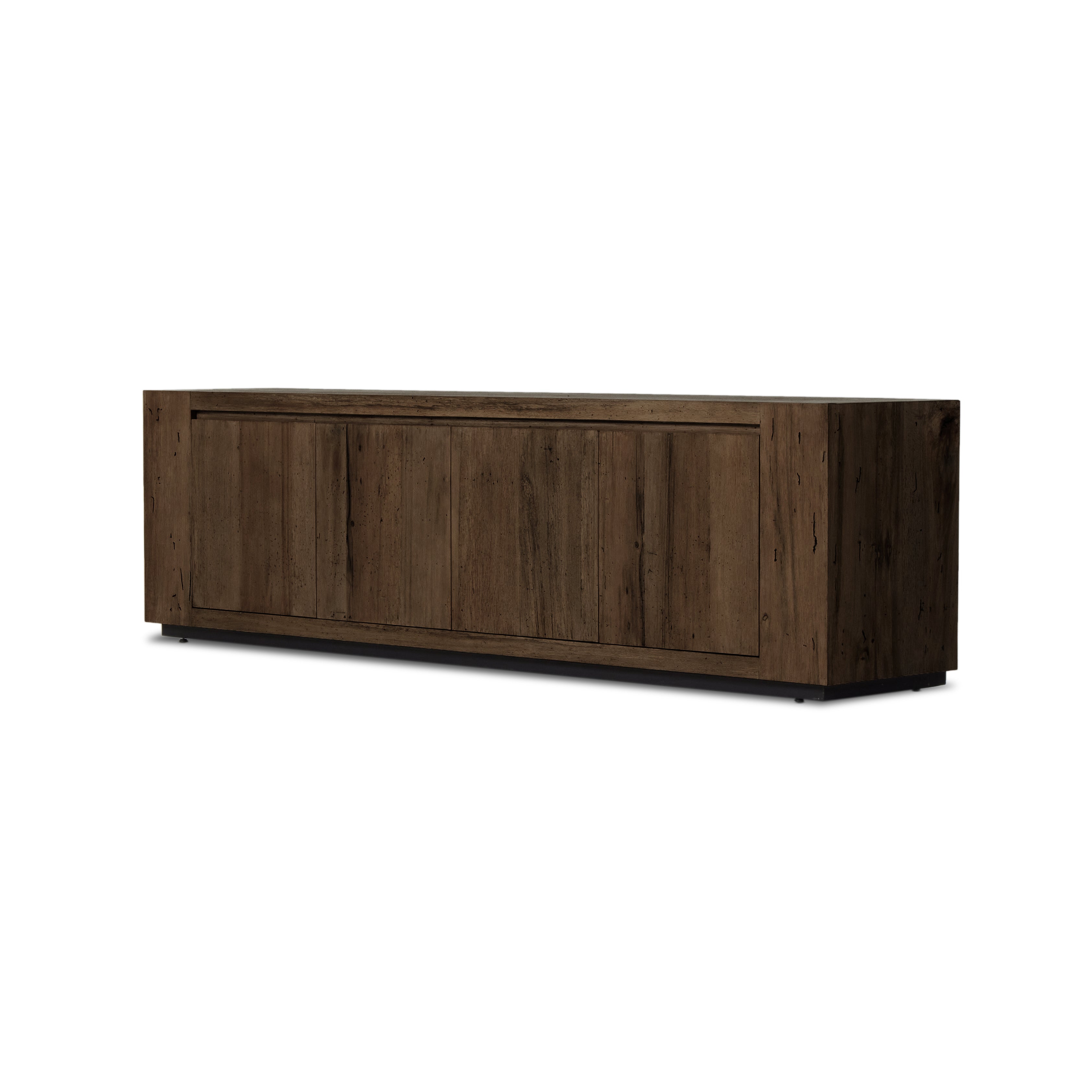 Featuring Abaso Ebony Rustic Wormwood Oak Media Console by Four Hands at Amethyst Home. Made from thick-cut oak veneer with a faux rustic finish made to emulate wormwood, this spacious media console features chunky squared legs and dovetail joinery detailing.Overall Dimensions: 94.50"W x 19.75"L x 27"HColors: Black Mdf, Ebony Rustic Wormwood Oak, Black Plyw. Amethyst Home provides interior design, new home construction design consulting, vintage area rugs, and lighting in the Calabasas metro area.