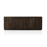 Featuring Abaso Ebony Rustic Wormwood Oak Sideboard by Four Hands at Amethyst Home. Made from thick-cut oak veneer with a faux rustic finish made to emulate wormwood, this low, large-scale sideboard features chunky squared legs and dovetail joinery detailing.Overall Dimensions: 94.50"W x 19.75"L x 33.25"HColors: Black Mdf, Rustic Wormwood Oak, Black PlywoodMat. Amethyst Home provides interior design, new home construction design consulting, vintage area rugs, and lighting in the Dallas metro area.