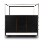 Featuring Anderson Knoll Charcoal-King Canopy Bed by Four Hands at Amethyst Home. Bring texture into play. This iron canopy bed features a headboard upholstered in a classic boucle fabric with decorative leather straps for a material-driven contrast. Standard box spring required. This bed is not compatible with an adjustable mattress.Overall Dimensions: 85". Amethyst Home provides interior design, new home construction design consulting, vintage area rugs, and lighting in the Nashville metro area.
