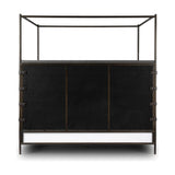 Featuring Anderson Knoll Charcoal-King Canopy Bed by Four Hands at Amethyst Home. Bring texture into play. This iron canopy bed features a headboard upholstered in a classic boucle fabric with decorative leather straps for a material-driven contrast. Standard box spring required. This bed is not compatible with an adjustable mattress.Overall Dimensions: 85". Amethyst Home provides interior design, new home construction design consulting, vintage area rugs, and lighting in the Nashville metro area.