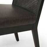 Featuring Antonia Black Armless Dining Chair by Four Hands at Amethyst Home. Mixed materials refresh a retro style. Brushed ebony cane frames top-grain leather seating with slight distressing, bringing more character to the seat.
Collection: KestonColors: Brushed Ebony Cane ,Brushed Ebony ,Sonoma BlackMaterials: Cane ,Solid Nettlewood ,Top Grain LeatherOverall Dimensions: 22.25". Amethyst Home provides interior design, new construction, custom furniture, and area rugs in the Des Moines metro area.