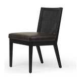 Featuring Antonia Black Armless Dining Chair by Four Hands at Amethyst Home. Mixed materials refresh a retro style. Brushed ebony cane frames top-grain leather seating with slight distressing, bringing more character to the seat.
Collection: KestonColors: Brushed Ebony Cane ,Brushed Ebony ,Sonoma BlackMaterials: Cane ,Solid Nettlewood ,Top Grain LeatherOverall Dimensions: 22.. Amethyst Home provides interior design, new construction, custom furniture, and area rugs in the Winter Garden metro area.