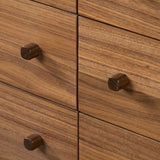 Featuring Arturo Natural Walnut 6 Drawer Dresser by Four Hands at Amethyst Home. Inspired by campaign-style furniture of the 1800s — packable pieces first designed for traveling military use — a simply shaped dresser of natural walnut features a subtly inset top and rounded legs, finished with wooden hardware.
Collection: WallisColors: Natural Walnut ,N. Amethyst Home provides interior design, new home construction design consulting, vintage area rugs, and lighting in the Charlotte metro area.