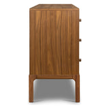 Featuring Arturo Natural Walnut 6 Drawer Dresser by Four Hands at Amethyst Home. Inspired by campaign-style furniture of the 1800s — packable pieces first designed for traveling military use — a simply shaped dresser of natural walnut features a subtly inset top and rounded legs, finished with wooden hardware.
Collection: WallisColors: Natural Walnut ,Nat. Amethyst Home provides interior design, new home construction design consulting, vintage area rugs, and lighting in the Houston metro area.