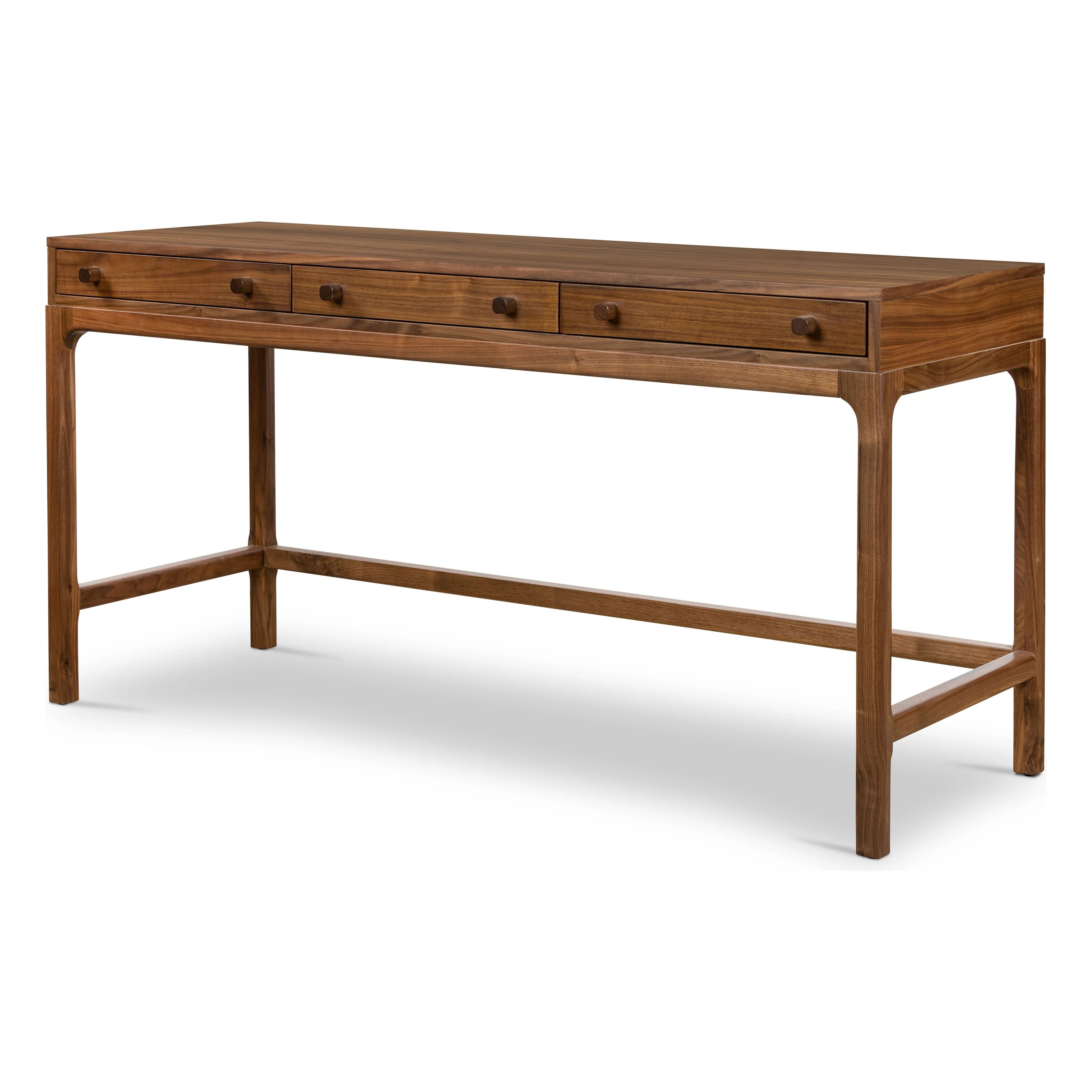 Featuring Arturo Natural Walnut Desk by Four Hands at Amethyst Home. Made from solid walnut in a classic natural finish, a slim-profile desk features three drawers to keep frequently used items on hand.Overall Dimensions: 59.75"W x 22.25"L x 31"H
Collection: WallisColors: Natural WalnutMaterials: Solid Walnut Dimentions: 22.25 in x 59.75 in x 31.0 in Weig. Amethyst Home provides interior design, new home construction design consulting, vintage area rugs, and lighting in the Los Angeles metro area.