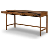 Featuring Arturo Natural Walnut Desk by Four Hands at Amethyst Home. Made from solid walnut in a classic natural finish, a slim-profile desk features three drawers to keep frequently used items on hand.Overall Dimensions: 59.75"W x 22.25"L x 31"H
Collection: WallisColors: Natural WalnutMaterials: Solid Walnut Dimentions: 22.25 in x 59.75 in x 31.0 in We. Amethyst Home provides interior design, new home construction design consulting, vintage area rugs, and lighting in the Winter Garden metro area.