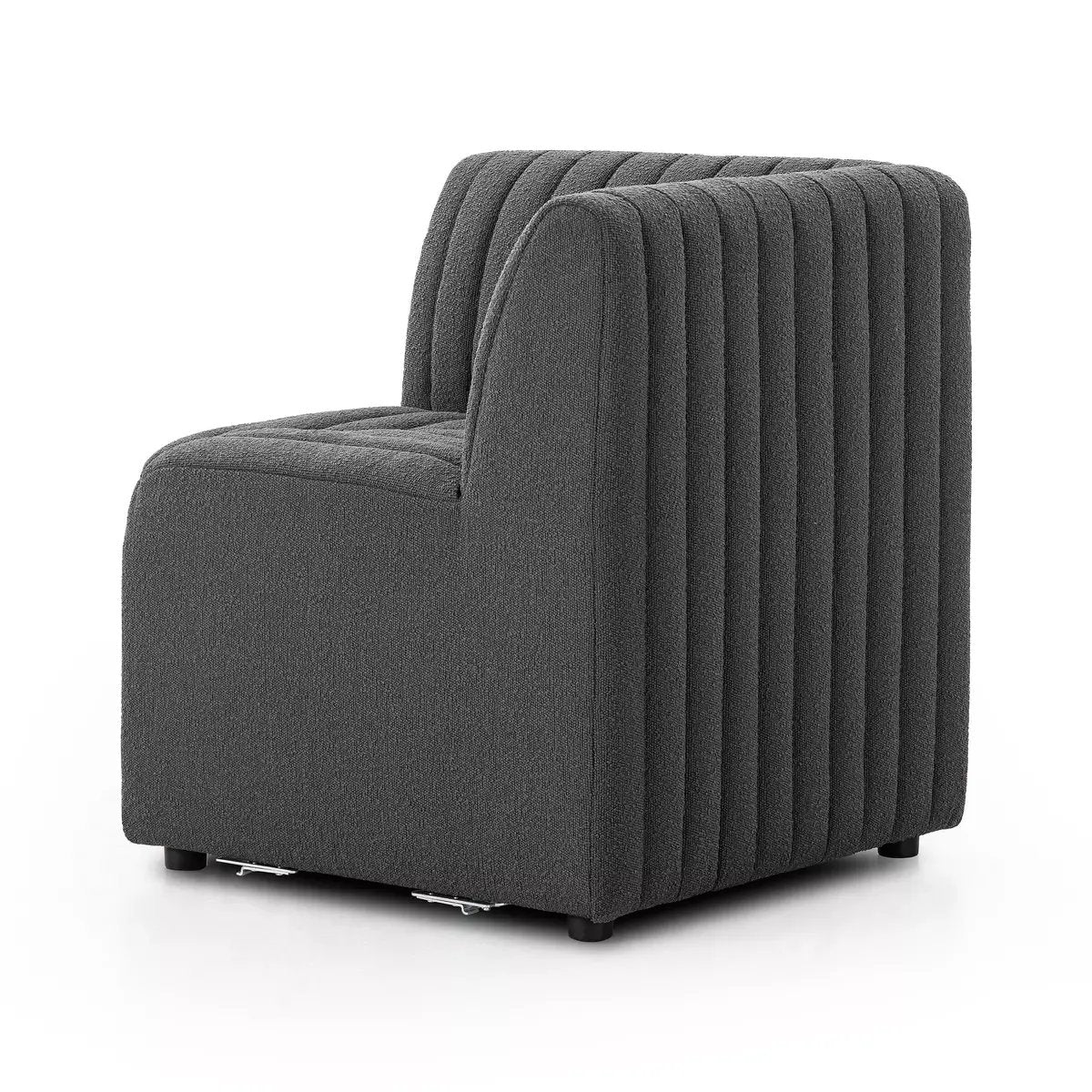 Featuring Augustine Dining Bench Pieces in Fiqa Boucle Charcoal by Four Hands at Amethyst Home. We love the dramatic channeling, for trend-forward texture and sumptuous sit with this Augustine Dining Bench Pieces. Comfy and perfect for gathering the whole family. 
Choose your pieces:Chair: 25"W x 28"L x 31.50"HCorner Chair: 28"W x 28"L x 31.50"HChair + Ha. Amethyst Home provides interior design, new home construction design consulting, vintage area rugs, and lighting in the Kansas City metro area.