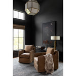 Featuring Freddy Leather Swivel Chair by Four Hands at Amethyst Home. The Freddy Leather Swivel Chair is a slipcovered, leather swivel chair -- perfect for moody rooms. The chair features a comfortable, plush back and supportive seat. Please expect natural distressing.
Overall Dimensions: 27"W x 35.50"L x 32.75"HSeat Depth: 20"Seat Height: 18"Arm Height fr.  Amethyst Home provides interior design, new home construction design consulting, vintage area rugs, and lighting in the Charlotte metro area.