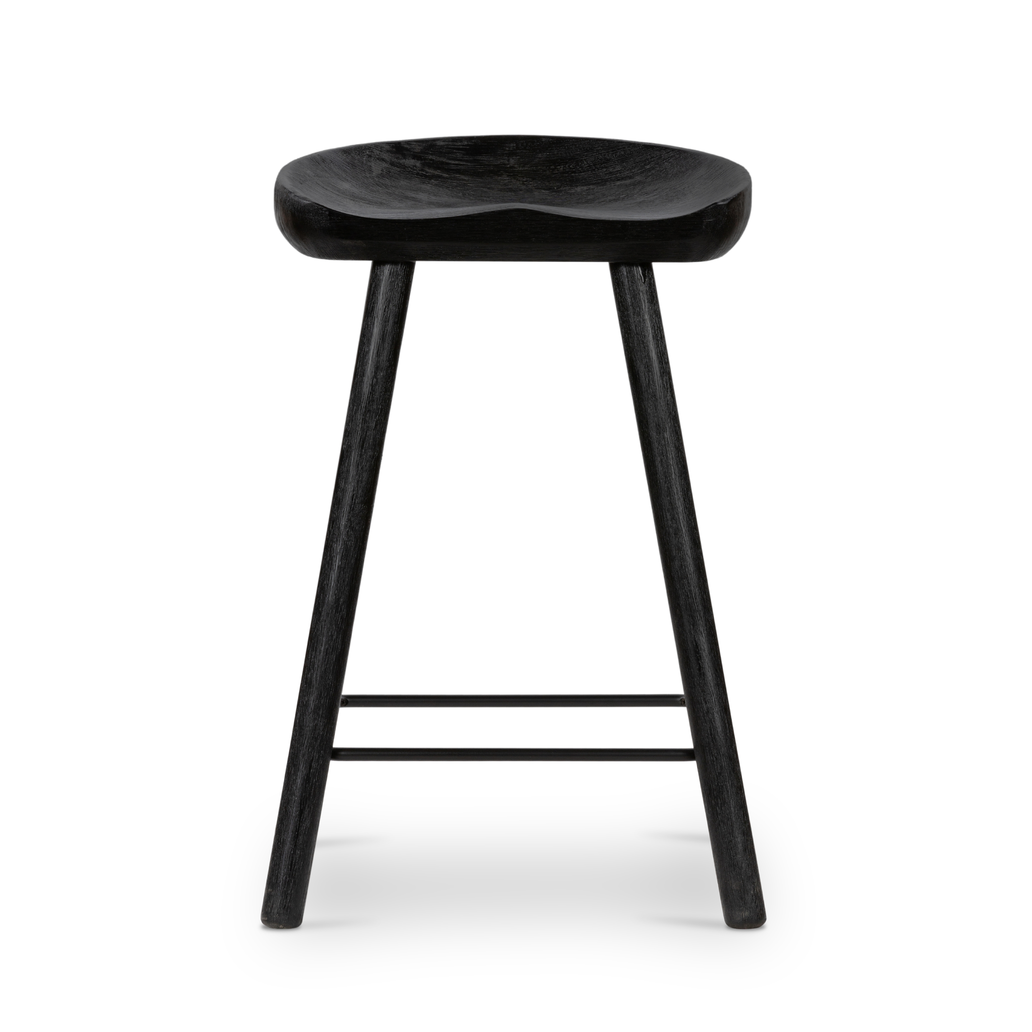 Featuring Barrett Counter Stool - Matte Black by Four Hands at Amethyst Home. The Barrett Matte Black Bar and Counter Stool is sculpted for comfort. Crafted from rich parawood, black iron stretchers lend an updated look to simply styled bar or counter seating finished in a sleek matte black.
Colors: Matte Black Parawood, Matte Black IronMaterials: Solid Parawood, Ir. Amethyst Home provides interior design, new construction, custom furniture, and rugs for the Omaha and Lincoln, Nebraska metro area.