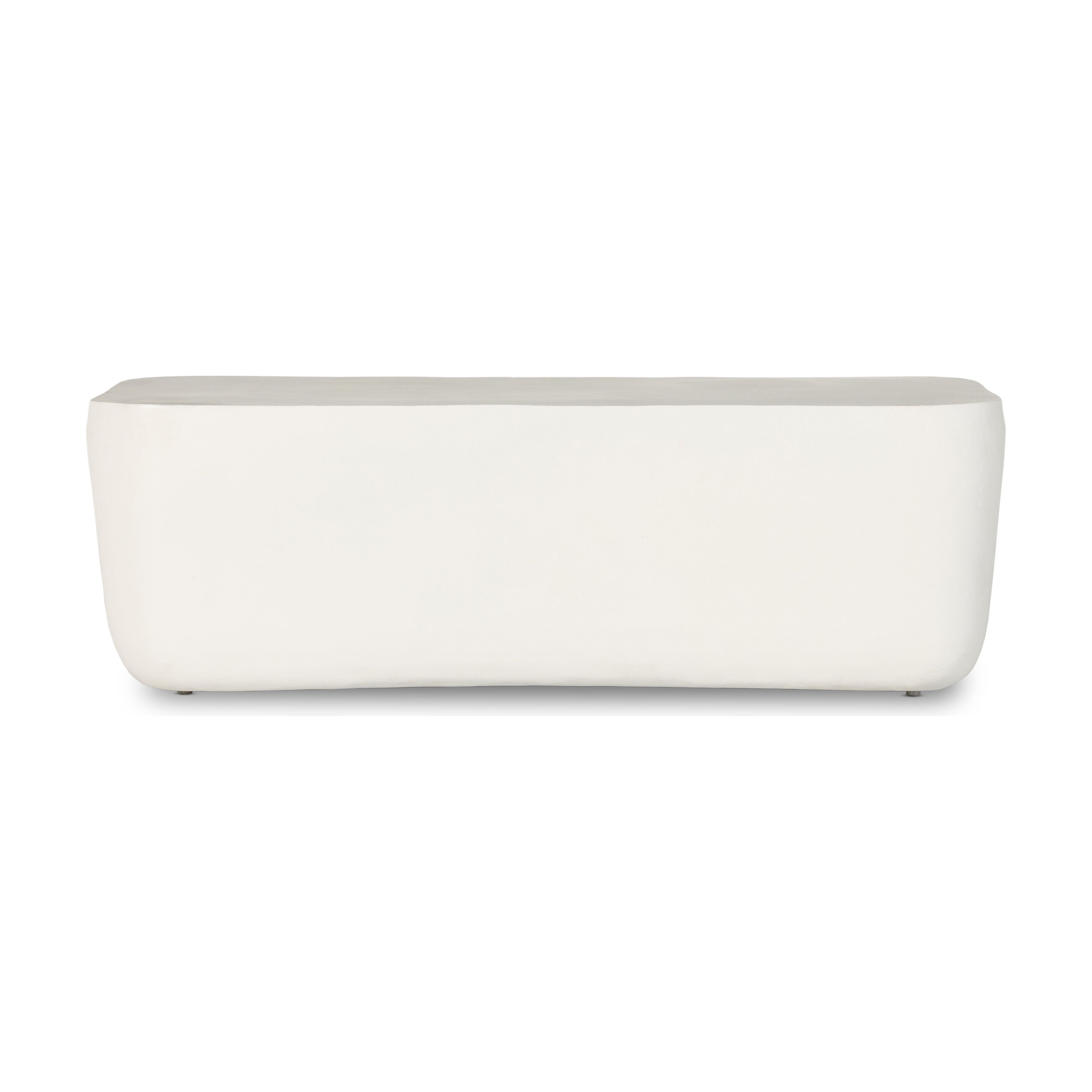 Featuring Basil Large Outdoor Rectangle Coffee Table by Four Hands at Amethyst Home. With organic curved edges and a hollow metal profile, this Basil coffee table is an Amethyst favorite.  Easy to wipe and we love how the modern look pops against your favorite seasonal flowers.
Overall Dimensions: 50"W x 25"L x 16"HColors: Matte White Cast AluminumMaterials: AluminumWeight: 119.5. Amethyst Home provides interior design, new construction, custom furniture and area rugs in the Kansas City metro area