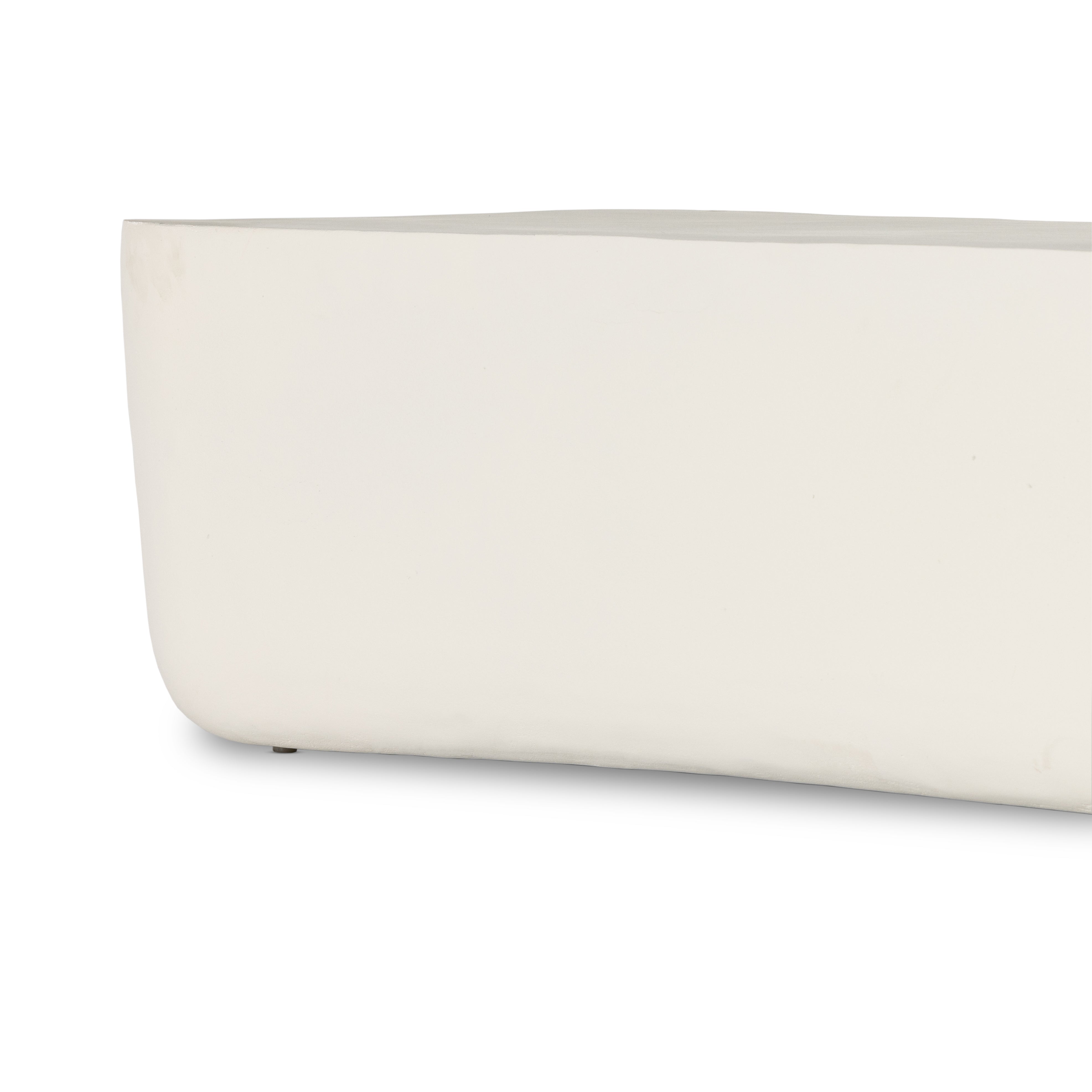 Featuring Basil Large Outdoor Rectangle Coffee Table by Four Hands at Amethyst Home. With organic curved edges and a hollow metal profile, this Basil coffee table is an Amethyst favorite.  Easy to wipe and we love how the modern look pops against your favorite seasonal flowers.
Overall Dimensions: 50"W x 25"L x 16"HColors: Matte White Cast AluminumMaterials: AluminumWeight: 119.53Vo. Amethyst Home provides interior design, new construction, custom furniture and area rugs in the Monterey metro area