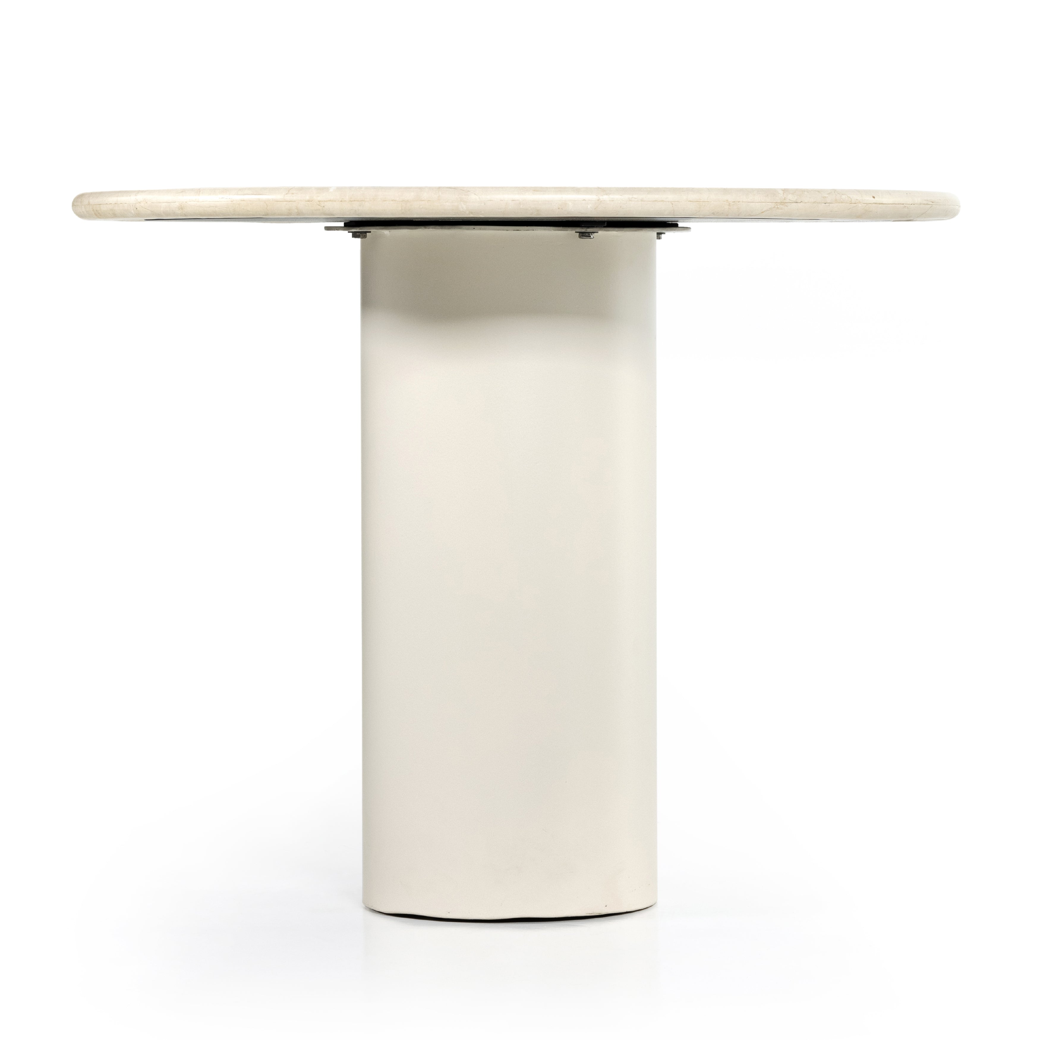 Featuring Belle Round Cream Marble Dining Table by Four Hands at Amethyst Home. Simply sophisticated. A bistro-style table inspired by 1970s Italian design, an ivory-finished iron base supports a rounded tabletop of cream-colored solid marble, for a fresh, monochromatic look that pairs with just about anything.
Overall Dimensions: 38"w x 38"d x 30"hColors: Ivory Iron , Cream M. Amethyst Home provides interior design, new construction, custom furniture and area rugs in the Salt Lake City metro area
