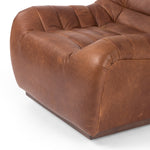 Featuring Binx Heirloom Sienna Swivel Chair by Four Hands at Amethyst Home. Tightly tailored top-grain leather and horizontal channeling make a major statement that's fun and sophisticated alike. A 360-degree plinth swivel adds makes it modern. The Binx Heirloom Sienna Swivel Chair is salvaged and processed from upcycled hides featuring an abundance of natural markings, scars, and color varia. Amethyst Home provides interior design services, furniture, rugs, and lighting in Des Moines  metro area.