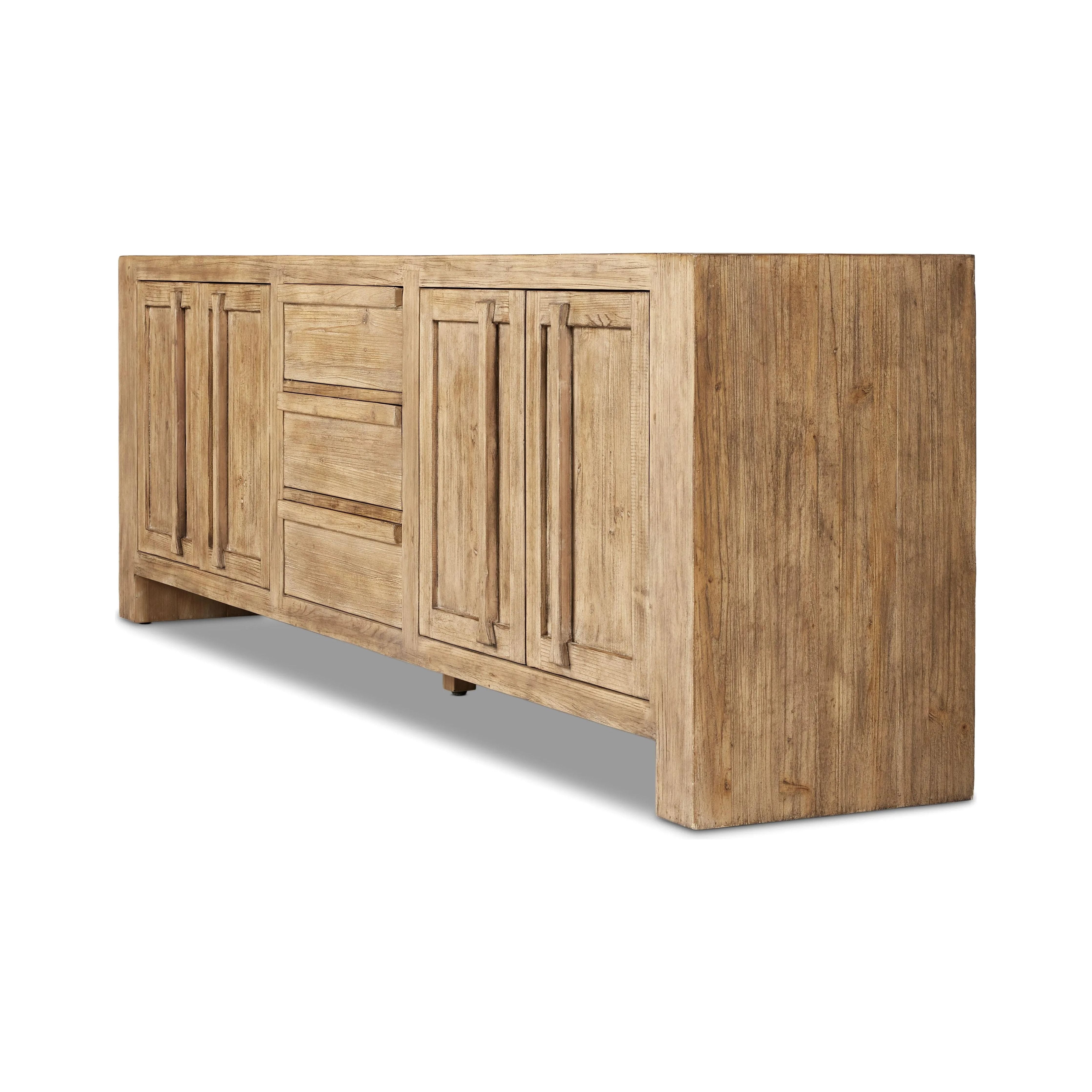 Featuring Briarbrook Distressed Light Sideboard by Four Hands at Amethyst Home. A large, waterfall-style sideboard inspired b