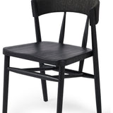 Featuring Buxton Black Oak Dining Chair by Four Hands at Amethyst Home. A solid oak dining chair defined by tapered legs and
