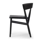 Featuring Buxton Black Oak Dining Chair by Four Hands at Amethyst Home. A solid oak dining chair defined by tapered legs and