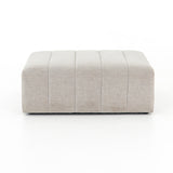 Featuring Langham Napa Sandstone Ottoman by Four Hands at Amethyst Home. Wide, vertical channels and low styling speaks to modish Italian influence. Sandstone-colored covering and modular components allow for versatility in any space. Ottoman to matching sectional. Performance fabrics are specially created to withstand spills, stains, high traffic and wear, en. Amethyst Home provides interior design, new home construction design consulting, vintage area rugs, and lighting in the Austin metro area.