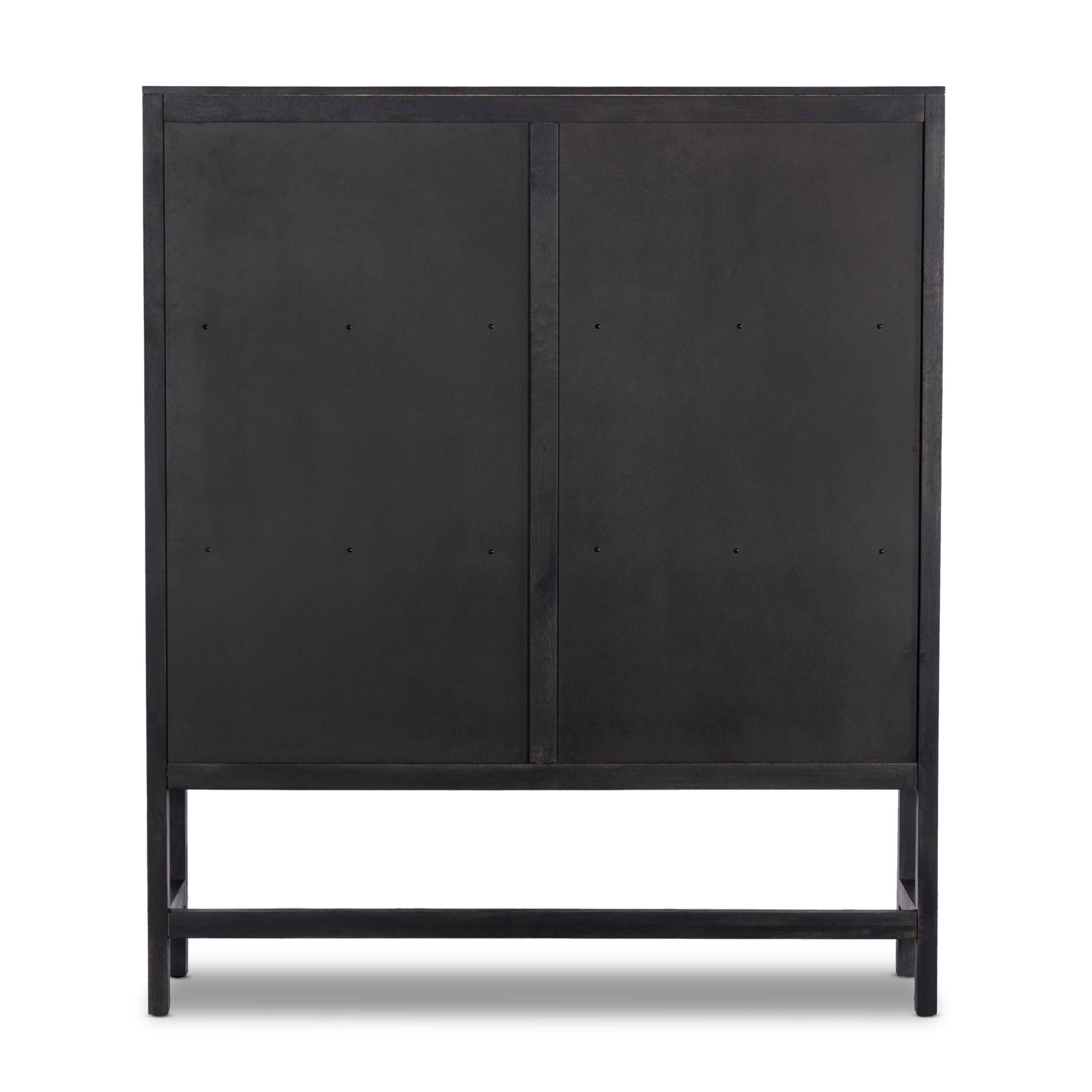 Featuring Caprice Black Wash Mango Cabinet by Four Hands at Amethyst Home. Double trouble in a large format cabinet.  Black woven rattan doors provide camouflaged storage.Overall Dimensions: 59"W x 17"L x 69"H
Collection: LeightonColors: Gunmetal ,Black Natural Cane ,Black Wash MangoMaterials: Iron ,Cane ,Solid Mango Weight: 154.54 lbs. Amethyst Home provides interior design, new construction, custom furniture, and area rugs in the Calabasas metro area.