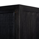 Featuring Caprice Black Wash Mango Cabinet by Four Hands at Amethyst Home. Double trouble in a large format cabinet.  Black woven rattan doors provide camouflaged storage.Overall Dimensions: 59"W x 17"L x 69"H
Collection: LeightonColors: Gunmetal ,Black Natural Cane ,Black Wash MangoMaterials: Iron ,Cane ,Solid Mango Weight: 154.54 lbs. Amethyst Home provides interior design, new construction, custom furniture, and area rugs in the Laguna Beach metro area.