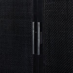 Featuring Caprice Black Wash Mango Cabinet by Four Hands at Amethyst Home. Double trouble in a large format cabinet.  Black woven rattan doors provide camouflaged storage.Overall Dimensions: 59"W x 17"L x 69"H
Collection: LeightonColors: Gunmetal ,Black Natural Cane ,Black Wash MangoMaterials: Iron ,Cane ,Solid Mango Weight: 154.54 lbs. Amethyst Home provides interior design, new construction, custom furniture, and area rugs in the Miami metro area.