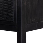 Featuring Caprice Black Wash Mango Cabinet by Four Hands at Amethyst Home. Double trouble in a large format cabinet.  Black woven rattan doors provide camouflaged storage.Overall Dimensions: 59"W x 17"L x 69"H
Collection: LeightonColors: Gunmetal ,Black Natural Cane ,Black Wash MangoMaterials: Iron ,Cane ,Solid Mango Weight: 154.54 lbs. Amethyst Home provides interior design, new construction, custom furniture, and area rugs in the Monterey metro area.