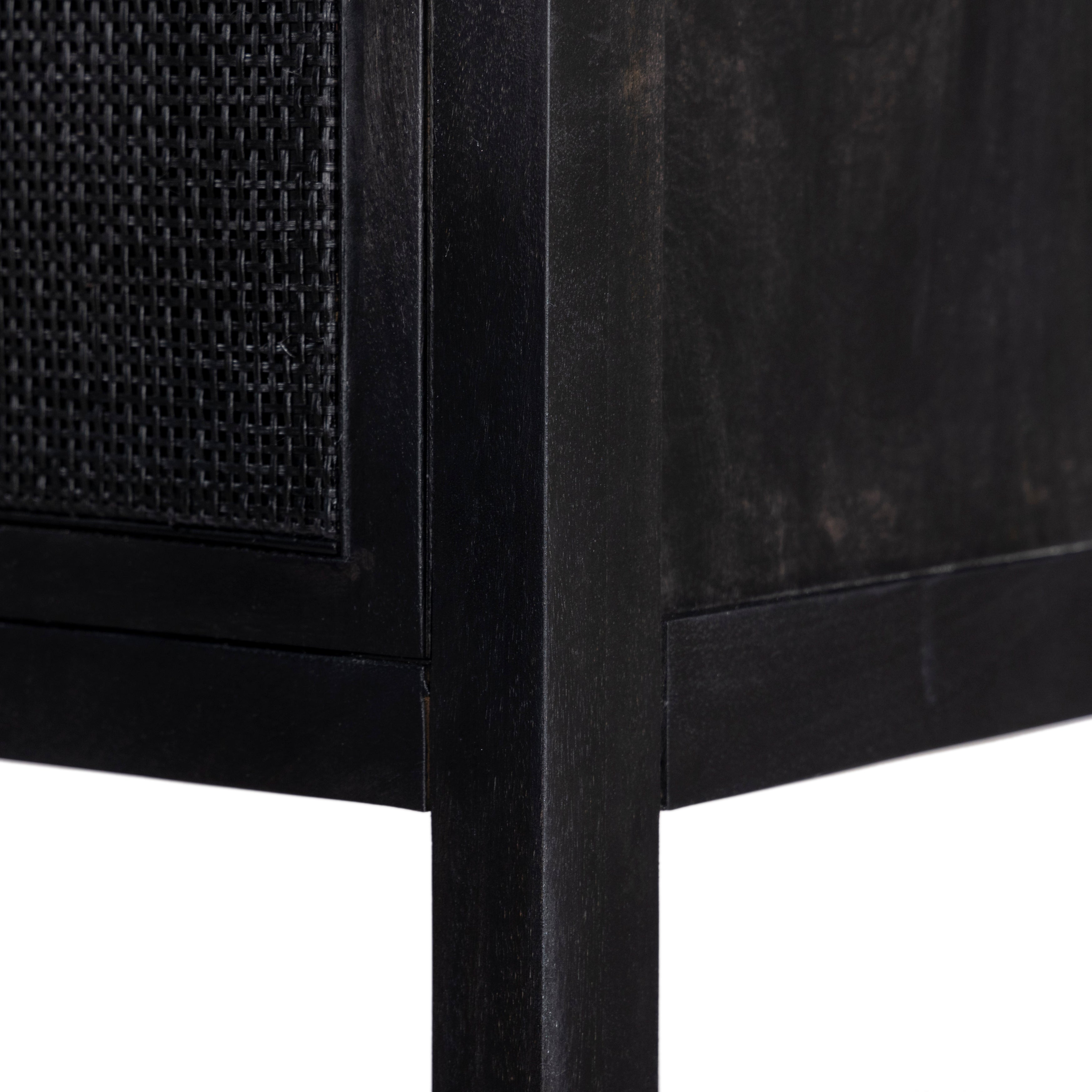 Featuring Caprice Black Wash Mango Cabinet by Four Hands at Amethyst Home. Double trouble in a large format cabinet.  Black woven rattan doors provide camouflaged storage.Overall Dimensions: 59"W x 17"L x 69"H
Collection: LeightonColors: Gunmetal ,Black Natural Cane ,Black Wash MangoMaterials: Iron ,Cane ,Solid Mango Weight: 154.54 lbs. Amethyst Home provides interior design, new construction, custom furniture, and area rugs in the Monterey metro area.