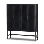 Featuring Caprice Black Wash Mango Cabinet by Four Hands at Amethyst Home. Double trouble in a large format cabinet.  Black woven rattan doors provide camouflaged storage.Overall Dimensions: 59"W x 17"L x 69"H
Collection: LeightonColors: Gunmetal ,Black Natural Cane ,Black Wash MangoMaterials: Iron ,Cane ,Solid Mango Weight: 154.54 lbs. Amethyst Home provides interior design, new construction, custom furniture, and area rugs in the Park City metro area.